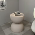 thumbnail image 3 of LeisureMod Minimalist Side Table, Fiber stone Round Hourglass Accent End Table Stool for Outdoor Patio, Indoor Home, Living Room Sofa, Weather-Resistant, Sage Series in Beige, 3 of 11