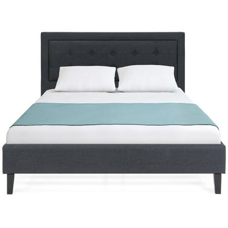 Best Choice Products Upholstered Queen Platform Bed w/ Tufted Button Headboard, Steel Frame, Wood Support - Dark (Best Wood For Bed)