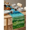 thumbnail image 6 of ERUNPONLY Blue Green Table Runner - 72 Inch Long Gradient Watercolor Modern Abstract Art Cotton and Linen Blended Dress Scarves Farmhouse Table Runner for Kitchen Dining, Coffee Table, 16"x72", 6 of 8