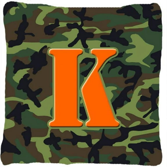 Carolines Treasures  Monogram Initial K Camo Green Decorative Fabric Pillow