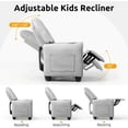 thumbnail image 4 of INFANS Kids Recliner, Toddler Lounge Chair with Adjustable Backrest Footrest Cup Holder Side Pockets, PU Leather Toddler Couch, 4 of 9