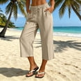 thumbnail image 6 of Wiyuqeen Women's Capri Pants with Pocket Elastic Waist Baggy Beach Capris Lightweight Summer 7/8 Length Trousers Everyday Casual Wear Beige XXXL, 6 of 9