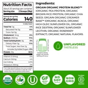 Orgain Organic Vegan 21g Protein Powder, Plant Based, Natural Unsweetened 1.59 lb