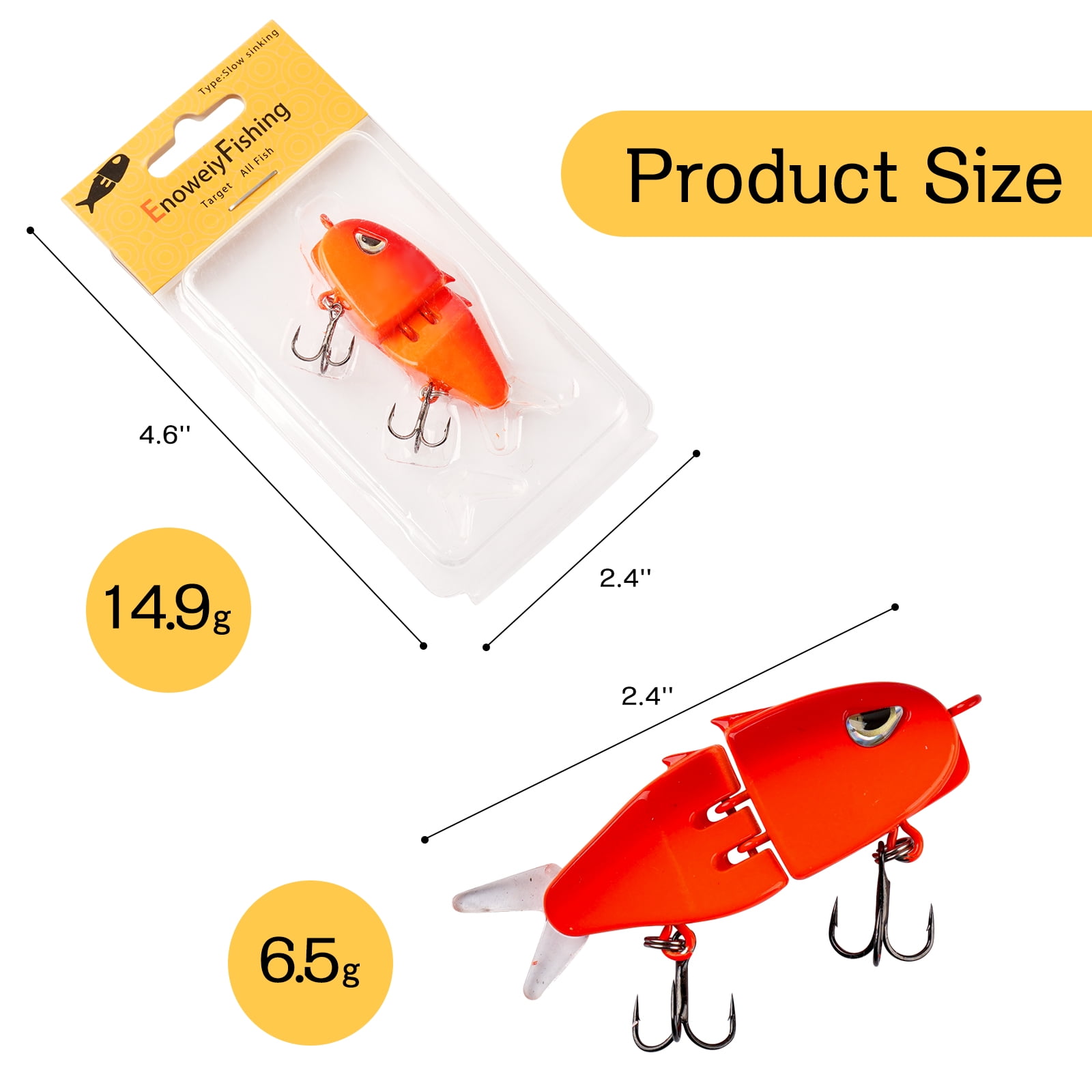 6pcs Slow Sinking Fishing Lures Multi Jointed Top Water Fishing Hard Bait Soft Tails & 3D Realistic Eyes Glide Bait for Bass Fish Tackle Best Lure Gear for Angler