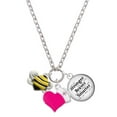 thumbnail image 1 of Delight Jewelry Silvertone Large Enamel Bumble Bee - Hot Pink Heart Nurse Strong Zoe Necklace, 1 of 4