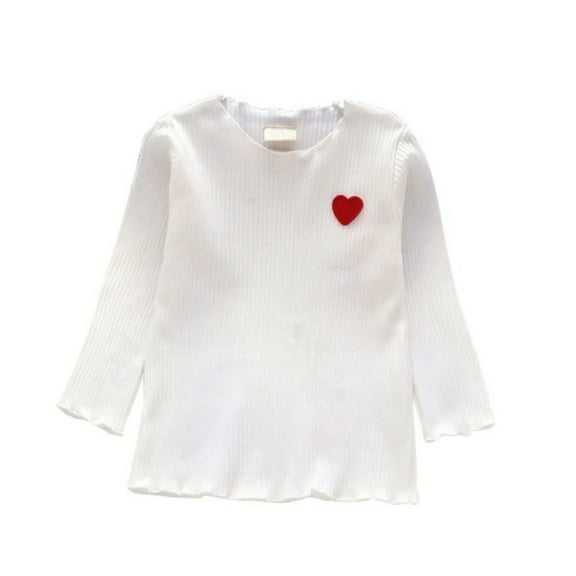 XBASW Toddler Baby Girls Long Sleeve T-Shirt Solid Wooden Ear Edge Tees Pullover Tops for Spring Fall 9-48M