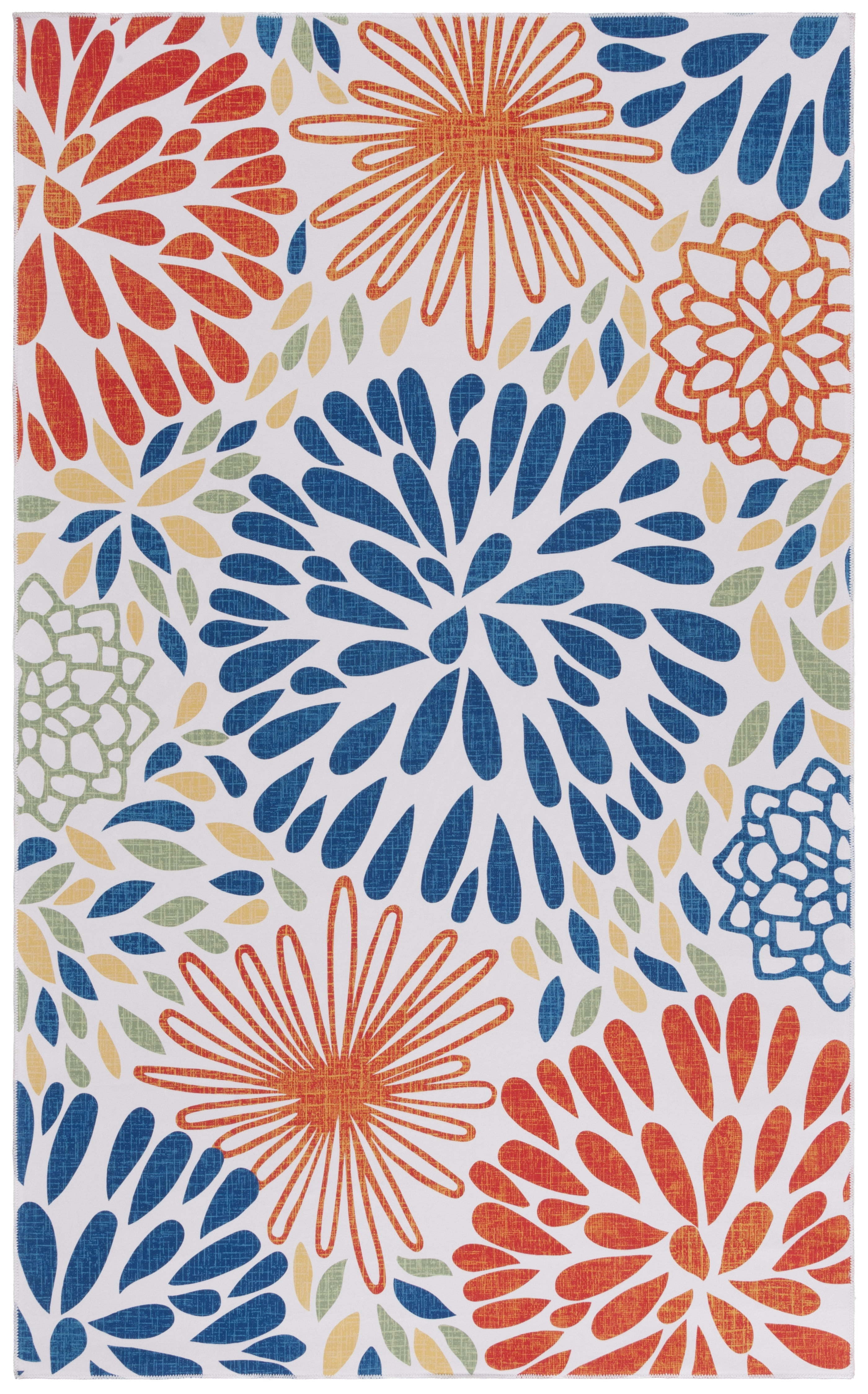 SAFAVIEH Malibu Morgan Floral Machine Washable Area Rug, Ivory/Multi, 5' x 8'