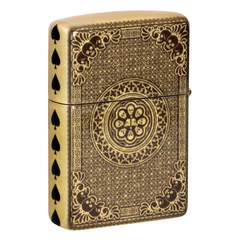 Zippo Ace of Skulls Design 540 Tumbled Brass Pocket Lighter