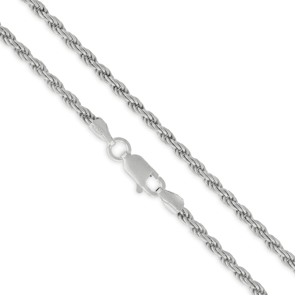 925 Sterling Silver Solid Italy w/ Rhodium Oval Bead Link Italian Chain Necklace 