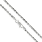 Sterling Silver Italian 2.5mm Rope Diamond-Cut Link Solid 925 Rhodium Twisted Chain Necklace 16" - 30"