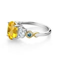 thumbnail image 3 of Gem Stone King 925 Silver and 10K Yellow Gold 3-Stone Ring Oval Yellow Citrine and Moissanite (2.01 Cttw, Size 6), 3 of 3