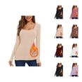 thumbnail image 1 of Hauts à Manches Longues pour Femmes 2026 Automne Hiver Col Carré Uni Ajusté Respirant T-Shirt, 1 of 7