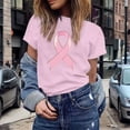 thumbnail image 1 of UANWENN T-shirts Décontractés pour Femmes avec Imprimé de Ruban de Sensibilisation au Cancer, Manches Courtes, Col Rond, Style Basique pour un Usage Quotidien, Hauts Légers Décontractés à Manches Courtes pour Femmes, Haltérophilie, 1 of 4