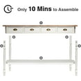 thumbnail image 6 of Wnutrees Farmhouse Console Table with 4 Drawers, 60" Long Narrow Boho Sofa Foyer Table with Large Storage Space, Solid Wood Frame and Legs for Entryway, Hallway, Living Room, White, 6 of 6