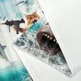 thumbnail image 3 of Funny Animal Shower Curtain, Cool Raccoon Riding Shark Theme Ocean Shower Curtain for Bathroom, Fun Nautical Kids Children Fabric Bath Curtain with 12 Hooks, 72X72in, 3 of 7