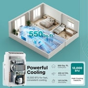 SereneLife 12,000 BTU Portable Air Conditioner & Heater with Wi-Fi – Cooling, Heating, Fan & Dehumidifier Modes, Adjustable Temperature, Window Kit Included (White)