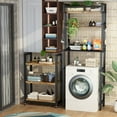 thumbnail image 6 of LinkRomat 6-Tier Bathroom Shelf, Over Toilet Bathroom Organizer with Rolling Cart & 6 Hooks,Over the Toilet Storage Rack for Bathroom, Brown, 6 of 7