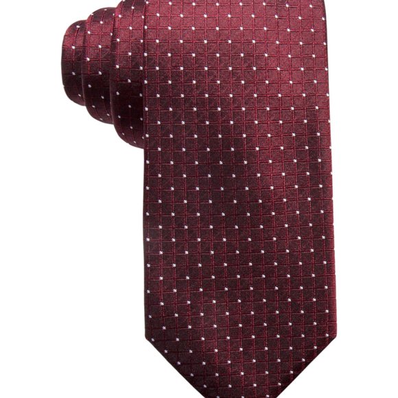 Ryan Seacrest Mens Victor Dot Grid Self-tied Necktie, Red, One Size