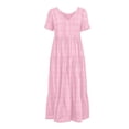 thumbnail image 6 of Iyufng Women's Checkered Dresses V-Neck Short-Sleeve Pleated Dress, 6 of 6