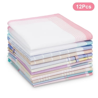 EEEkit 12pcs Women's Handkerchiefs, Soft Cotton Ladies Hankies, 11 x 11" Classic Plaid Pocket Square, Random Colors