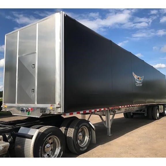 Viking Flatbed Rolling Tarp System w/ Air Closure Locking System – 48' Length, 22 oz Vinyl Tarp, Aluminum/Steel Frame, Single Lifting Bow for Full Flatbed Trailer Coverage