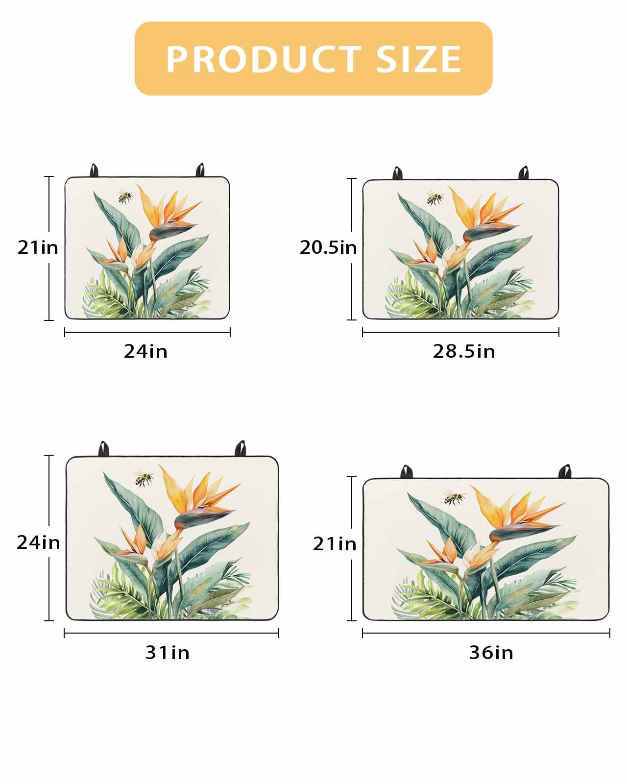 nqOlkjepod Large Induction Cooktop Protector Mat 36"x21", Green Palm Leaf Stove Top Covers for Electric Stove, Summer Bee Tropical Plant Pastoral Stove Burner Cover Mats, Glass Top Stove Cover