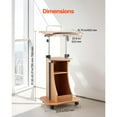 thumbnail image 4 of KFFKFF Podium Stand, 43-Inch Wooden Lectern, Portable Laptop Desk with Lockable Wheels, Wide Reading Surface and Open Storage Area, Adjustable Height and Angle, 4 of 9
