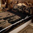 thumbnail image 3 of Erosebridal Brown Wood Bear Forest Zipper Twin Comforter Sets with Fitted Sheet and 2 Pillowcases for Boys Men, Pine Tree Mountain Print Zipper Bedding Set, Black Reversible, 4pcs, 3 of 7
