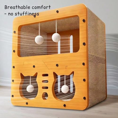 Cat Scratcher Cardboard House, 2 Floor Kitty Scratching Pad Lounger Bed for Kitten Small Animals Play Rest Sleep