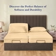 thumbnail image 2 of 5-Piece Split California King Sheet Set, 800 Thread Count, 100% Egyptian Cotton, Color Beige Stripe Pattern, Fits 16-Inch Deep Mattresses, 2 of 5