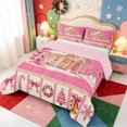 thumbnail image 2 of Manfei Xmas Kawaii Snowflake Queen Comforter Set,Traditional Farm Cattle Comforter Sets Queen,Pink Reversible,3 Pieces,1 Comforter and 2 Pillowcases, 2 of 7