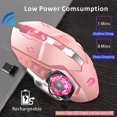 thumbnail image 5 of Uciefy Wireless Gaming Mouse Optical LED Rechargeable Silent Mice Portable 6 Buttons with USB Receiver Pink, 5 of 6