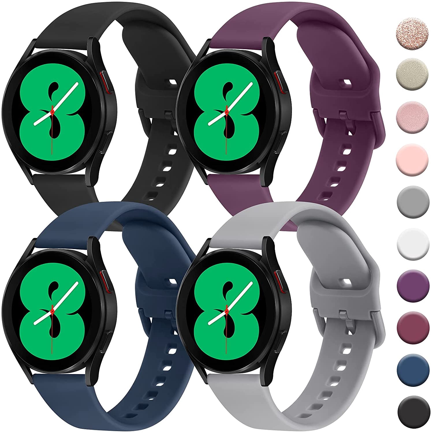 4 PACK Bands Compatible with Samsung Galaxy Watch 4 Band 40mm 44mm