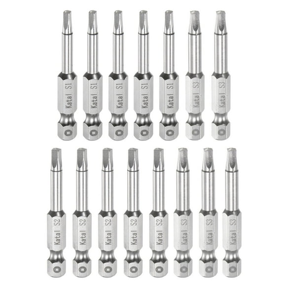 Uxcell S1 S2 S3 Destornillador Magnético Cuadrado Bit 1/4" Hex Shank 2" Longitud Destornillador, 15 Paquete