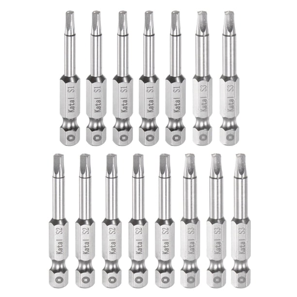 Uxcell S1 S2 S3 Destornillador Magnético Cuadrado Bit 1/4" Hex Shank 2" Longitud Destornillador, 15 Paquete