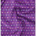 thumbnail image 1 of Soimoi Purple polyester Crepe Fabric Rabbit Animal Printed Fabric 1 Yard 52 Inch Wide, 1 of 6