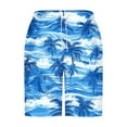 thumbnail image 5 of Shorts for Men Hawaiian Print Pockets Casual Elastic Waist Drawstring Beach Shorts Sky Blue M, 5 of 5