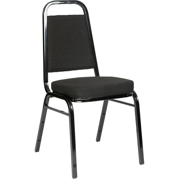 Hercules Series Trapezoidal Back Stacking Banquet Chair with 2.5" Thick Seat in Black Fabric - Black Frame