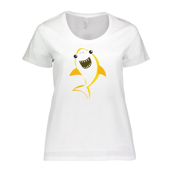 Inktastic Cute Shark, Little Shark, Yellow Shark, Sea Animal Women's Plus Size T-Shirt