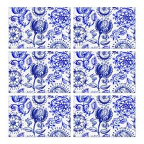 Set of 6 Heat Resistant Wrinkle Free Flax Paisley Placemats Featuring Colorful Boho Vintage Floral and Artistic Mandala Geometric Design for Dining Table