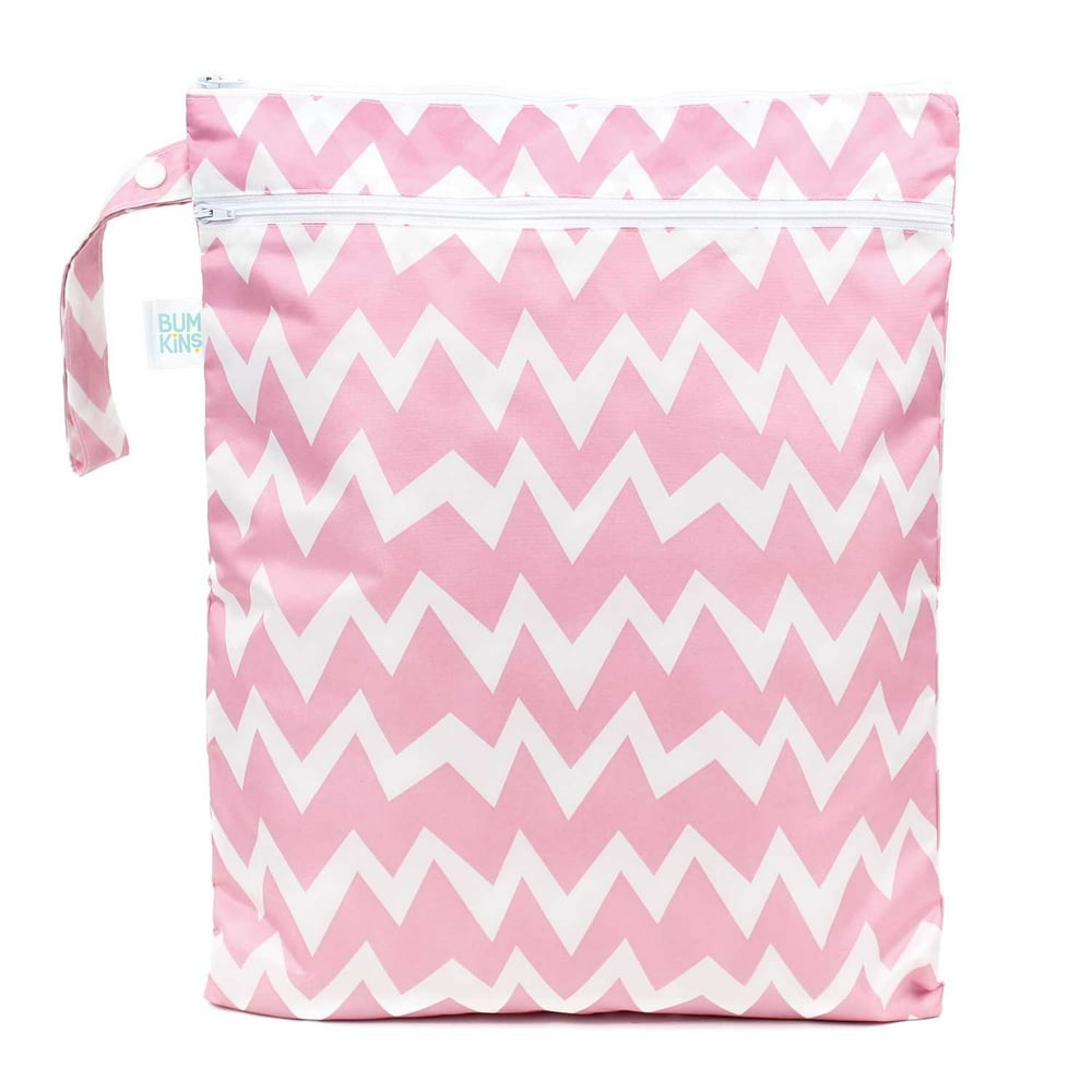 Bumkins Wet Dry Bag, Pink Chevron
