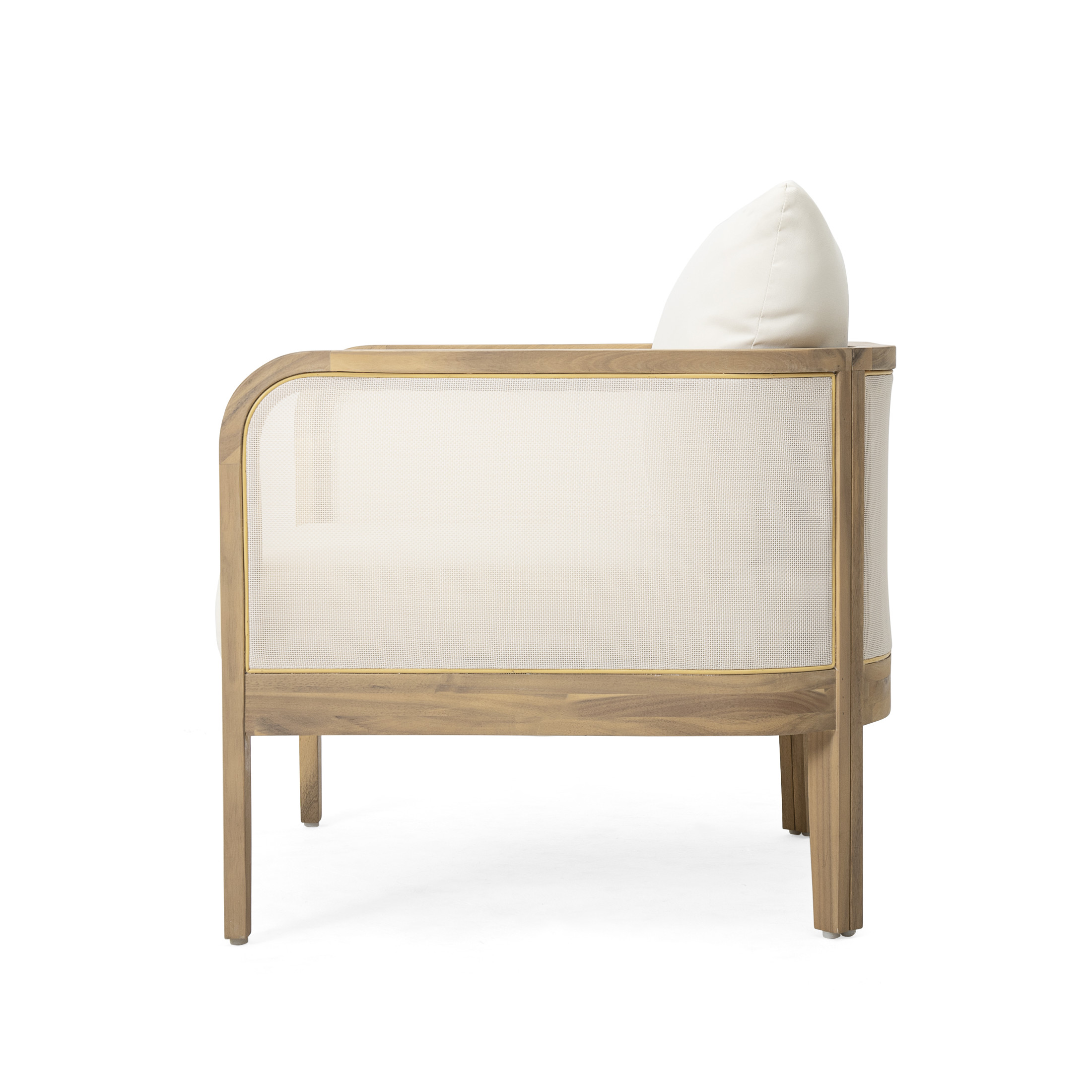 Classic Acacia Wood Outdoor Club Chair with Cushions, Beige