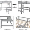 thumbnail image 5 of Bellemave L-Shaped Loft Bed with L-shaped Desk Twin Size Loft Bed with Desk for 2 Wood Corner Twin Beds with Ladder and Guardrails for Teens, No Box Spring Needed (Gray), 5 of 11