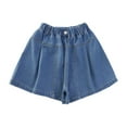 thumbnail image 4 of Delliss Little Girls Wide Leg Jean Shorts Baggy Elastic Waist Kids Trendy Denim Shorts 5-16 Years, 4 of 9