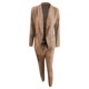 thumbnail image 4 of ICHUANYI Clearance Women's Casual Lattice Printed Suit Long Sleeve Blazer +Long Pants Two-piece Set(Khaki, M) ICHUANYI WER2023080709028, 4 of 6