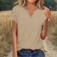 thumbnail image 2 of Womens Summer Tops V Neck Tunic T Shirt Cap Sleeve Business Casual Spring Outfits Loose Beach Vacation Clothes Basic Tees, 2 of 6