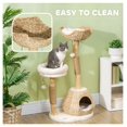 thumbnail image 6 of COCOKUN 41" Modern Cat Condo, Indoor Cat Tree with Scratching Posts, Soft Removable Cushions & Toy Balls, Compact Cat Furniture for Play & Rest, Cream White, 6 of 9