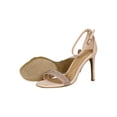 thumbnail image 4 of Women Faux Suede Rhinestone Open Toe Ankle Strap Single Sole Heel Sandal 18507, 4 of 5