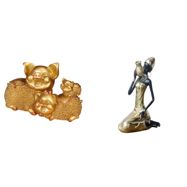 Figura de escritorio,Figura de cerdo de la suerte para decoración de escritorio de oficina y hogar,Estatua de la dama,Estatua de dama tribal africana,artesanías de cafetería hechas a