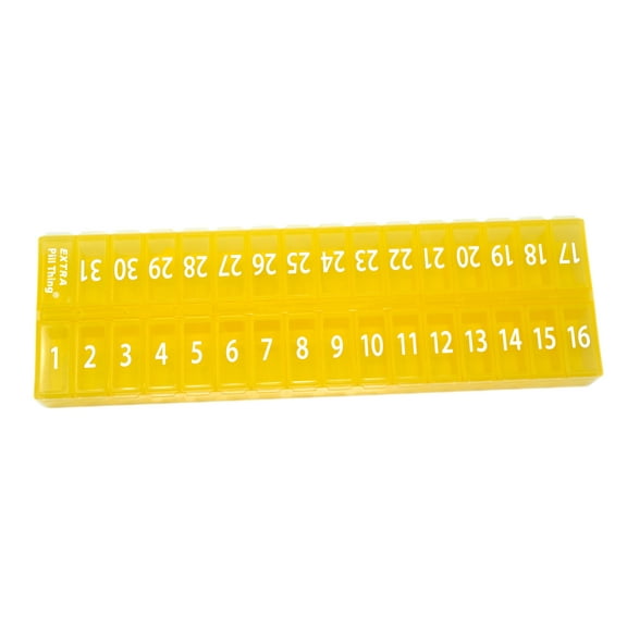 31 Day Monthly Pill Planner Organizers, Yellow Pill Box